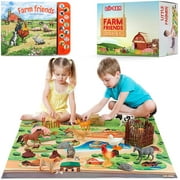 Lil-Gen Farm Animals with Farm Animal Sound Book, 12 Toy Figures with Playmat and Farm Accessories for Toddlers – Farm Playset for Boys and Girls 2 Years Old & Up (22 Piece Set)