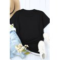 thumbnail image 1 of ABPHQTO Camiseta de cuello redondo con estampado gráfico de piña floral negra para mujer, 1 of 5