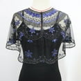 thumbnail image 3 of Aocisk Cardigan Cape en Maille à Paillettes pour Femme, Courte, pour Fête, Couvre-Robe, Bleu, Taille Unique, 3 of 4