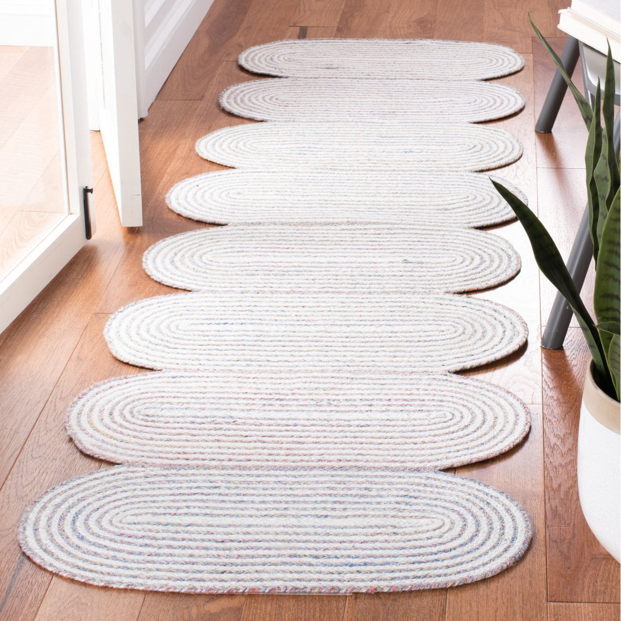 SAFAVIEH Cape Cod Randell Abstract Polyester Area Rug, Ivory/Green, 5' x 8'