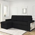 thumbnail image 2 of BUIORD 86" Convertible Sleeper Sectional Sofa with Storage Chaise, L-Shaped Couch with Pull Out Bed, Open Storage Shelf and USB, Sectional Couch for Living Room, Black, 2 of 9