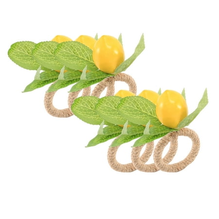 

Simulation Lemon Plant Napkin Ring Fruit Meal Buckle Hotel Model Room Napkin Ring Party Supplies 6PCS
