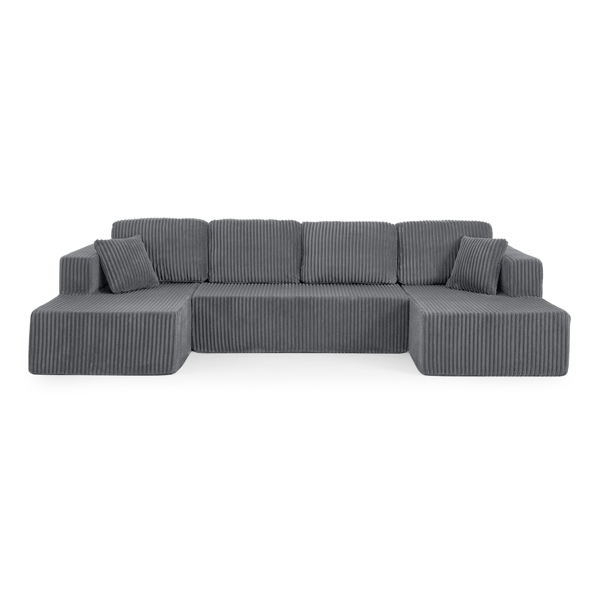 U Shape Modular Sectional Sofa with Chaise, Modern Minimalist Corduroy Couch with Sleeper Design, Comfy Space-Efficient Modular Sofa Set for Living Room, Apartment
