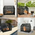 thumbnail image 3 of 54 inch Heavy Duty Indestructible Dog Crate with Mat, Escape Proof Dog Cage Kennel with Lockable Wheels, High Anxiety Double Door, Extra Large Crate Indoor for Large Dog with Removable Tray, 3 of 6