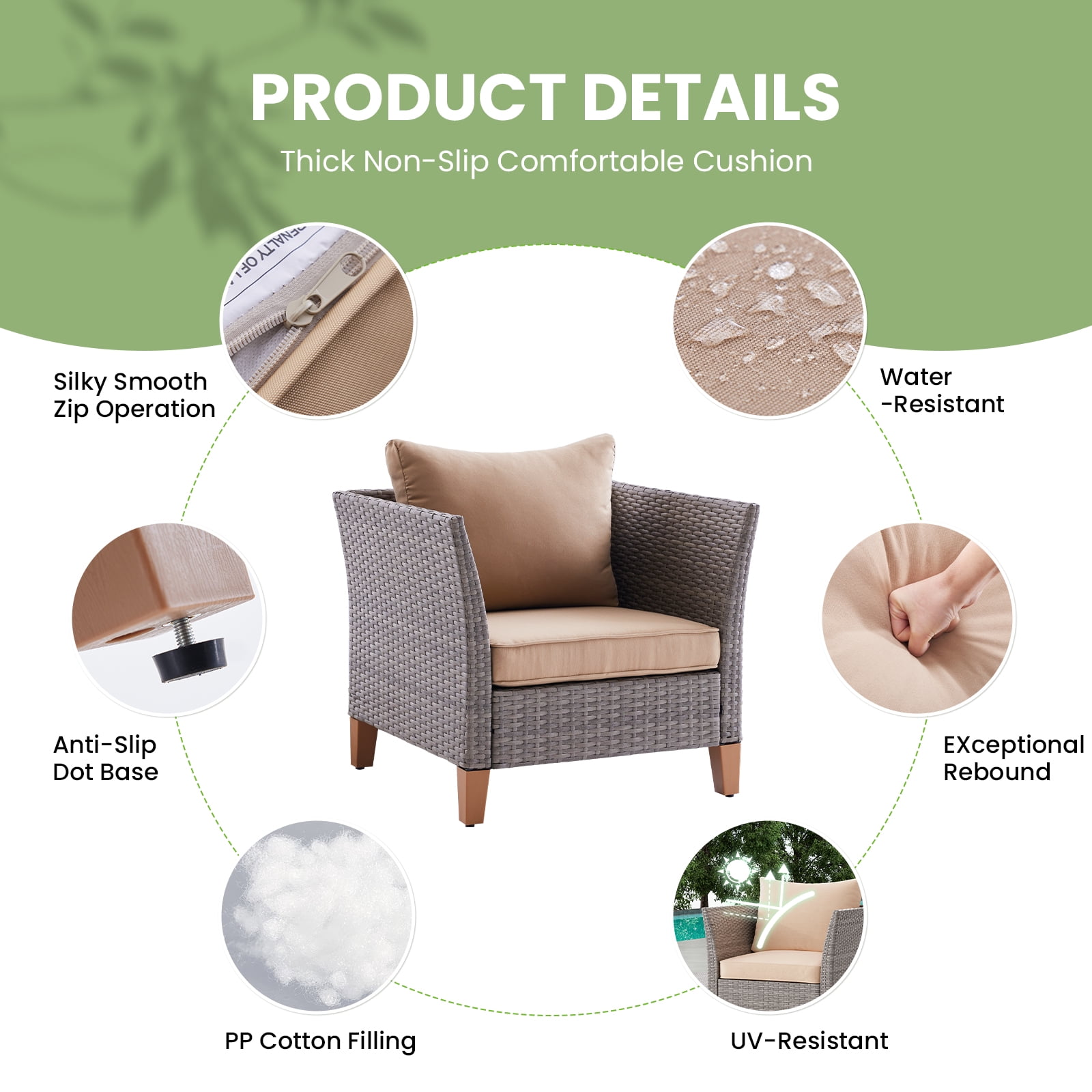 STARY Outdoor Wicker conversation sets, 4 Pieces Patio Furniture Sofa Set with Coffee Table, All Weather for Garden, Backyard, Balcony