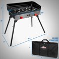 thumbnail image 3 of Hike Crew Cast Iron Double-Burner Outdoor Gas Stove | 150,000 BTU Portable Propane-Powered Cooktop w/ Compact Foldable Legs, Temperature Control Knobs, Wind Panels, Hose Regulator & Storage Carry Case, 3 of 7