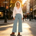 thumbnail image 5 of Miluxas Women's High Waist Seamed Wide Leg Pants Tummy Control Business Casual Loose Trousers with Pockets Summer Pants for Daily Outings Gray, 5 of 9