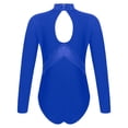 thumbnail image 4 of HULIJA Kids Girls Figure Ice Skating Ballet Dance Leotard Rhinestones Mock Neck Bodysuit Long Sleeve Blue 12, 4 of 7