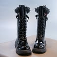 thumbnail image 5 of lnmuld Kids Boots Stylish Girls Ankle Boots with Decorative Lace Trim Cozy for Cold Weather Comfortable Everyday Wear Durable Sole Design Youth Footwear Ideal Winter Season Size:4-4.5 Years, 5 of 8
