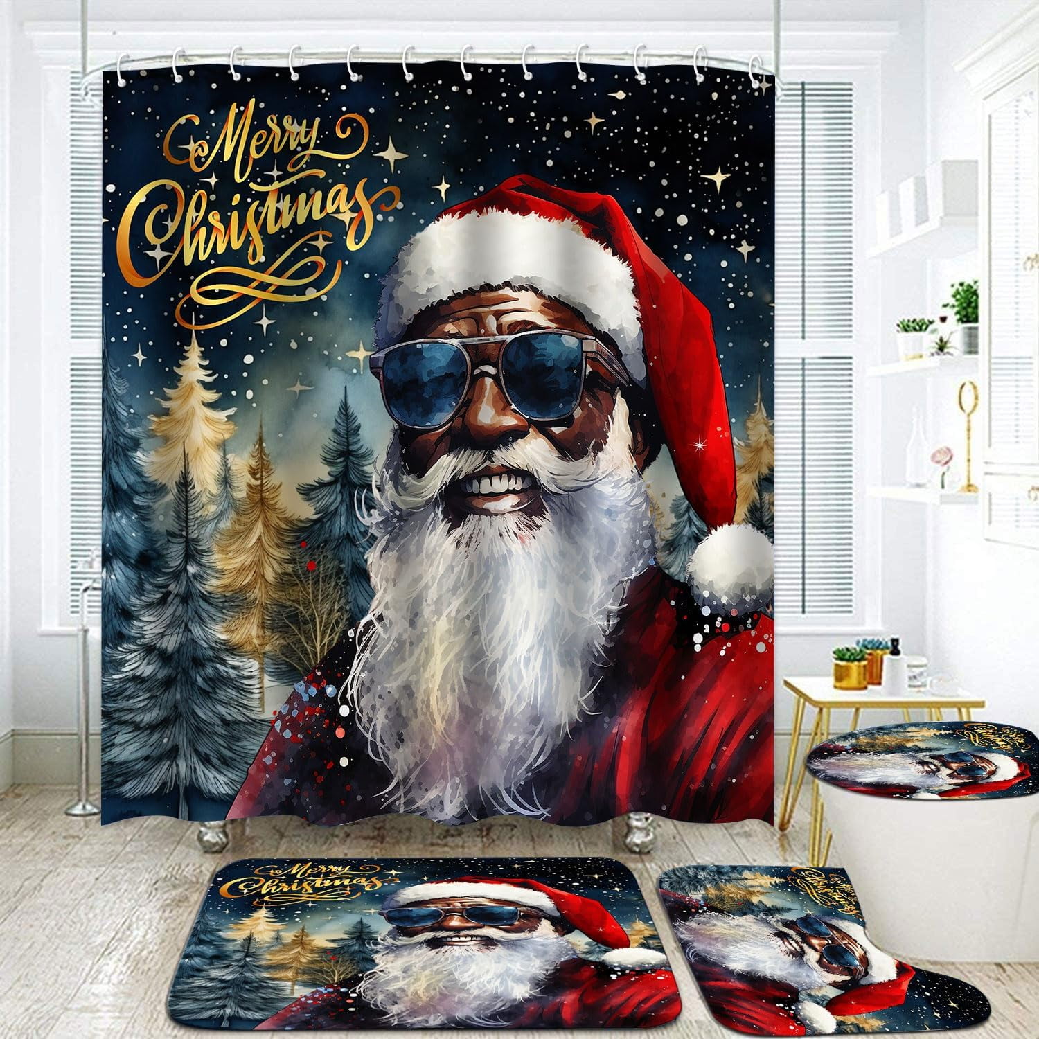 4 Pcs Colorful Gaming Shower Curtain Set for Boys Bathroom Decor Watercolor Gamepad Controller Bath Curtain with Anti-Slip Mat Kids Graffiti Game Shower 70.8x70.8in