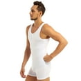 thumbnail image 3 of Aiihoo Men's Soft Cotton Sleeveless Front Button Teddy Bodysuit Leotard One Piece Stretchy Jumpsuit White M, 3 of 7