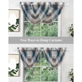 thumbnail image 5 of Waterfall Valances for Windows, Blue Brown Plaid Kitchen Sheer Valance Curtains, Modern Abstract Striped Gingham Checked Rod Pocket Elegant Swag Valances for Living Room Bedroom, 47.2"x38.5", 3 Panel, 5 of 8
