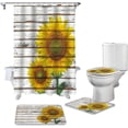 thumbnail image 2 of FMSHPON Floral 4 Piece Bathroom Set Shower Curtain Bath Rug Contour Mat and Toilet Lid Cover, 2 of 8