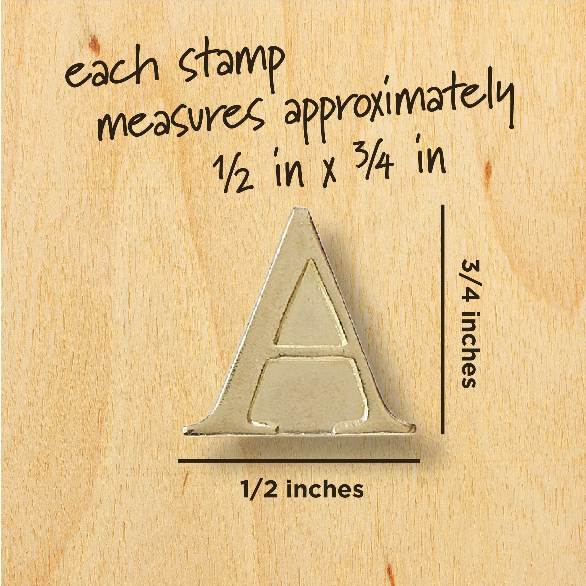 Plaid Wood Burning Alphabet Metal Stamp Set, 26 Pieces