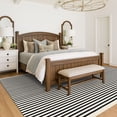 thumbnail image 2 of iOhouze Outdoor Rugs 8x10 ft Black and Beige Striped Rug Washable Area Rug Indoor Outdoor Rug Cotton Outdoor Patio Rugs Farmhouse Rugs for Garden Paio, 2 of 6