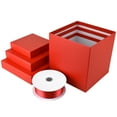 thumbnail image 3 of Homeford Nested Square Gift Boxes, Red, 5-inch, 6-inch, 7-inch, 3-piece, 1.5-inch Red Satin Ribbon, 3 of 4