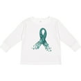 thumbnail image 3 of Inktastic Ovarian Cancer Awareness Teal Ribbon Made of Hearts Boys or Girls Long Sleeve Toddler T-Shirt, 3 of 5