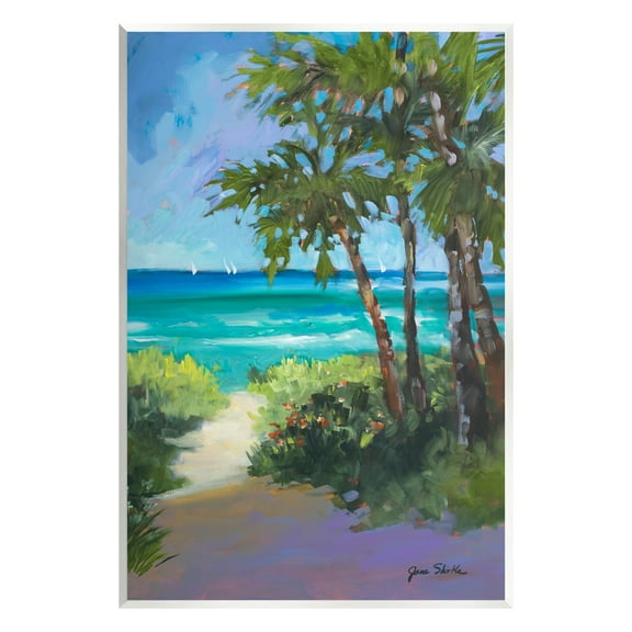 Stupell Industries Caribbean Beach View Nature Painting Unframed Art Print Wall Art, 10 x 15