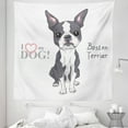 thumbnail image 1 of Boston Terrier Tapestry, Naive Puppy Tiny Dog Breed Standing by the I Love My Dog Message, Fabric Wall Hanging Decor for Bedroom Living Room Dorm, 5 Sizes, Grey Coral and White, by Ambesonne, 1 of 1