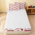 thumbnail image 4 of Erosebridal Fire Truck Zipper Twin Comforter Sets with Fitted Sheet and 2 Pillowcases, Fire Engine Zipper Bedding Set, White Red, Reversible, 4 of 7