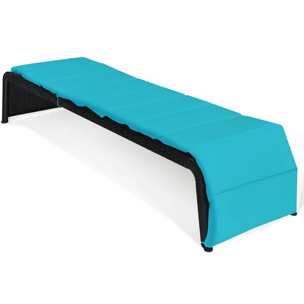 Aimee Lii Patio Rattan Lounge Chair Back Adjustable Chaise Recliner with Cushioned, Patio Loungers, Turquoise Aimee Lii Patio Rattan Lounge Chair Back Adjustable Chaise Recliner with Cushioned, Patio Loungers, Turquoise