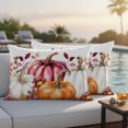 thumbnail image 2 of Outdoor Pillow Covers 20x12 Set of 2, Fall White Pumpkin Waterproof Patio Throw Pillow Covers for Couch Sofa Chair, Thanksgiving Country Orange Leaves Decorative Pillowcases for Throw Pillows, 2 of 9