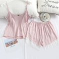 thumbnail image 3 of PENGXIANG Ensemble de Pyjamas en Satin de Soie pour Femmes, Pyjamas en Soie Simulée, Tenue Décontractée, 3 of 6