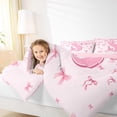 thumbnail image 4 of jejeloiu Personalized Gifts Bowtie Queen Comforter Set,Letter S Bedding Sets,Pink Bow Bowknot Bedding Comforter Set,Lightweight Room Decoration Reversible,3 Pieces, 4 of 8