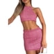 thumbnail image 4 of VISgogo - Traje de falda de punto para mujer, color sólido, sin mangas, con lazo en la espalda, tops cortos con cuello halter y minifalda de verano VISgogo  moda, 4 of 9
