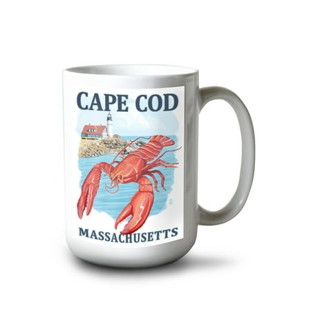

15 fl oz Ceramic Mug Cape Cod Massachusetts Lobster and Lighthouse Dishwasher & Microwave Safe