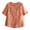 Brick Red, variant on WHEANG Women's Pure Color Flower Embroidered Cotton And Linen Round Neck Short Sleeved T Shirt Cute Tops Dressy Casual Blouses Elegant Summer Top Size L Yellow