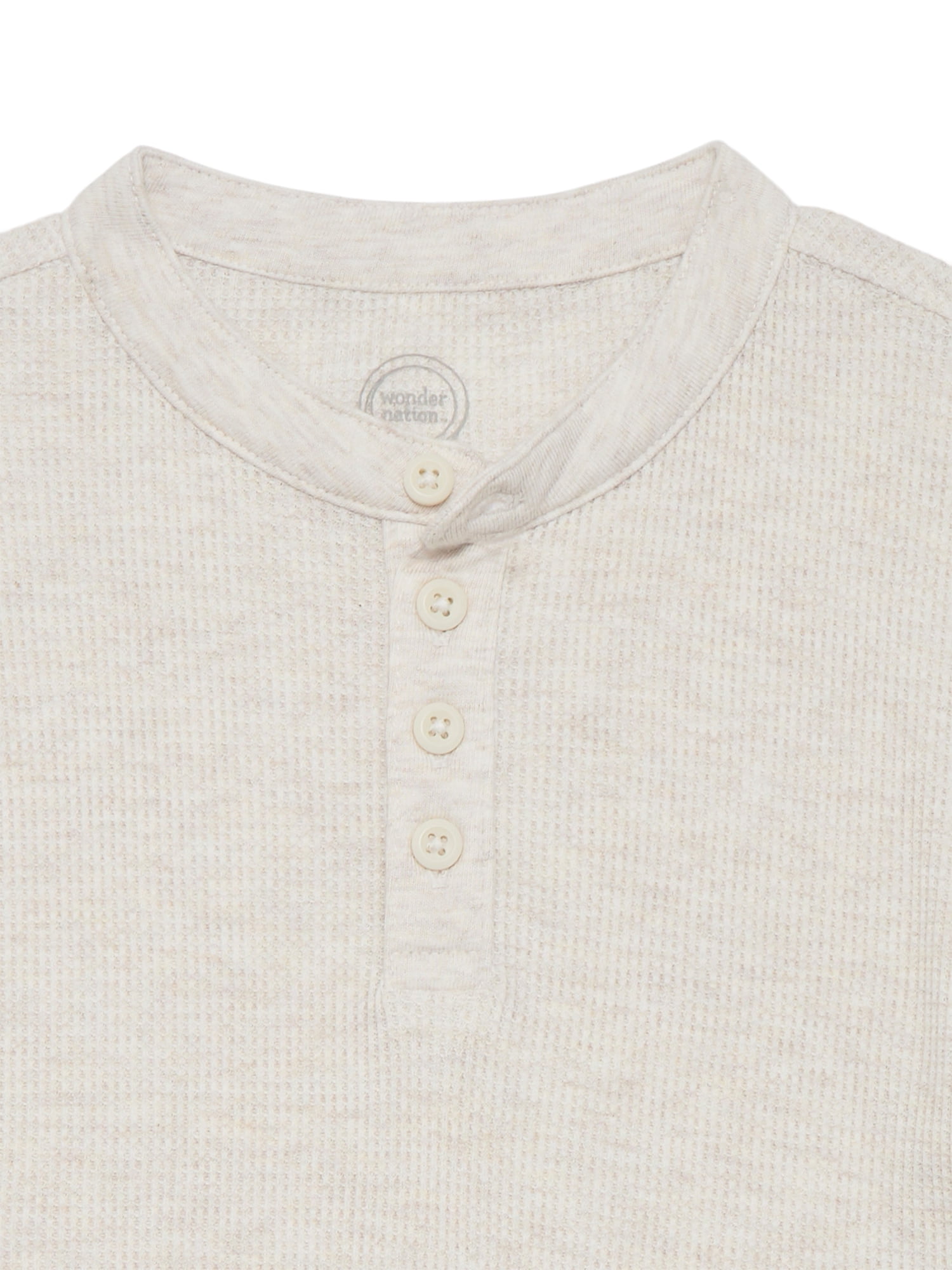 Wonder Nation Boys Thermal Henley Top with Long Sleeves, Sizes 4-18 & Husky