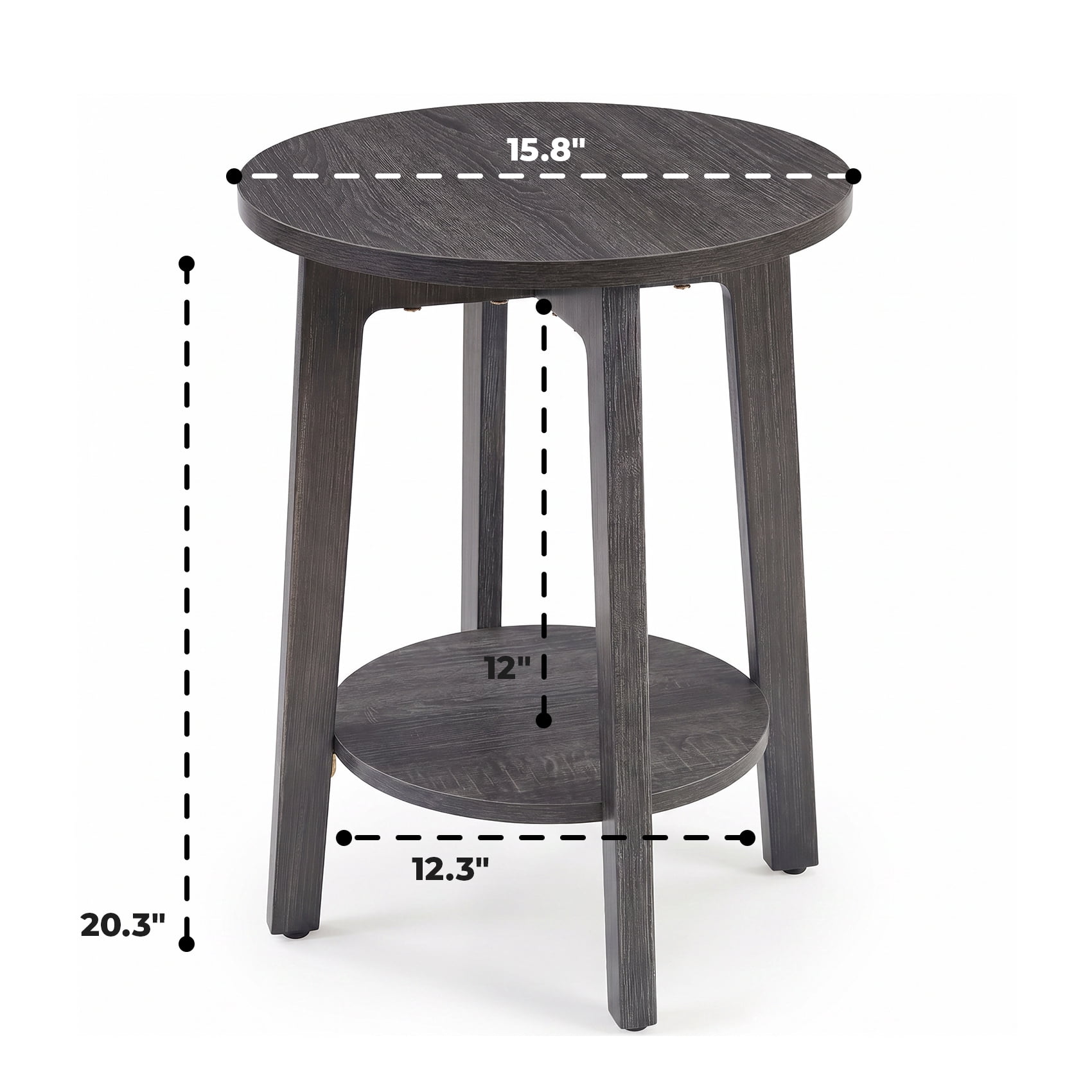 Alvantor Side Table, 2-Tier Small Round End Table, Nightstand with Tapered Legs, Curved Transitions, for Small Spaces, Living Room, Bedroom