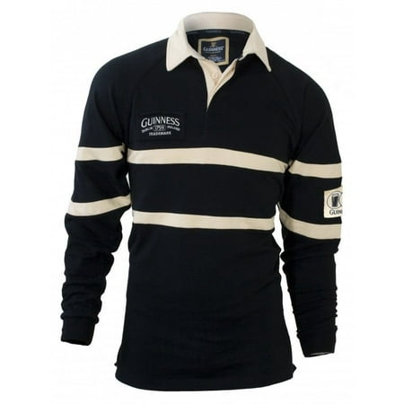 All Blacks Rugby Jersey - Guinness Black & Cream long-sleeve Authentic Rugby Jersey Shirt - XL