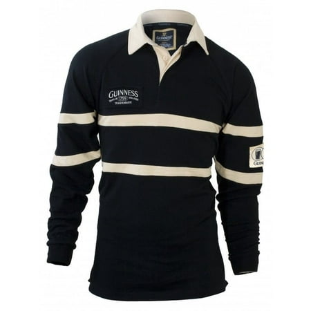 Guinness Black & Cream long-sleeve Authentic Rugby Jersey Shirt -