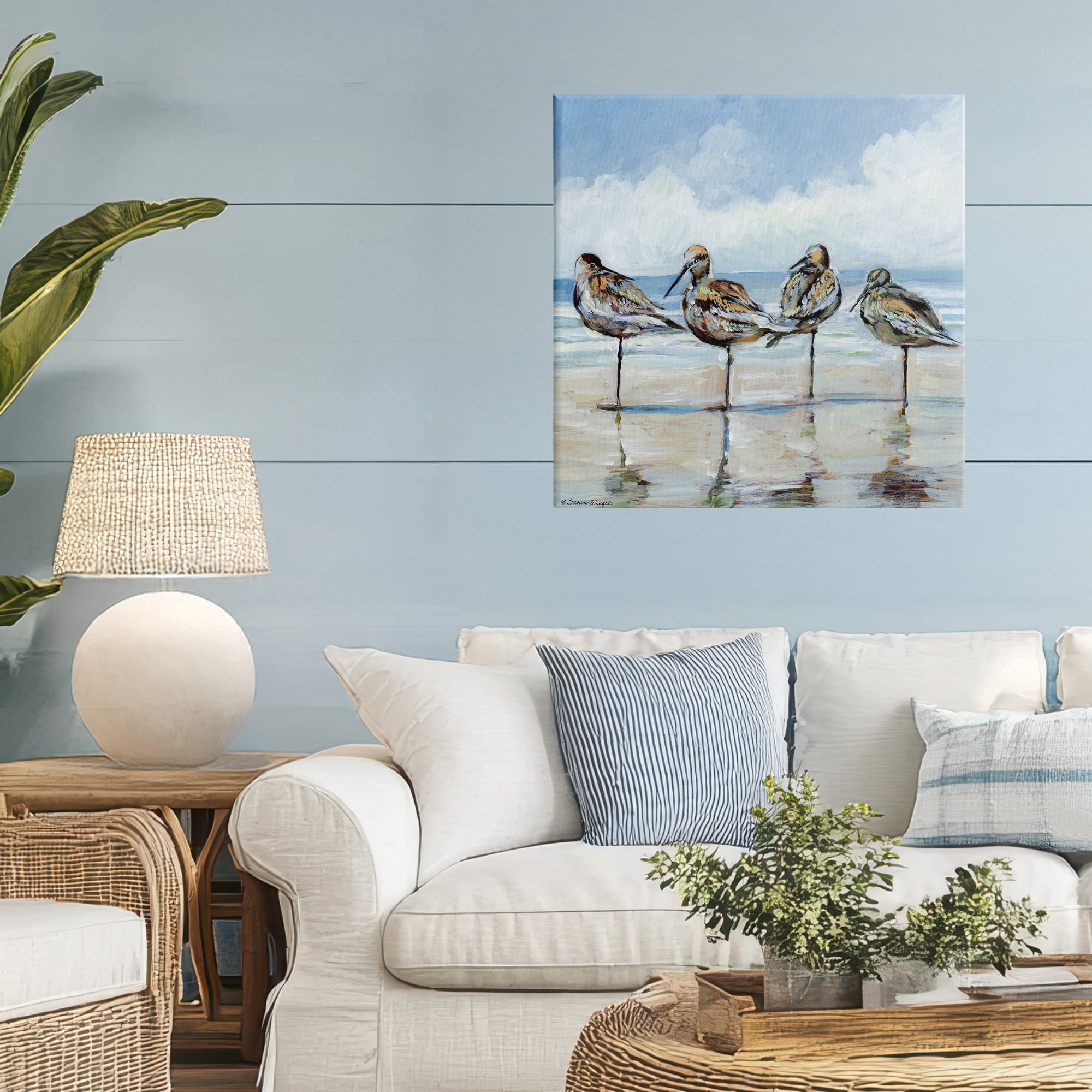 Stupell Industries Sandpipers Balancing On Beach Canvas Wall Art, design by Susan Winget