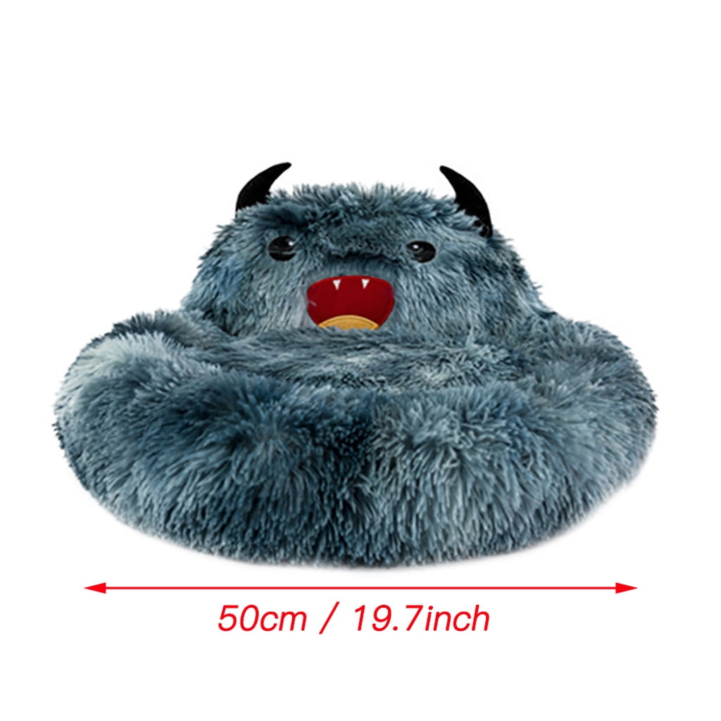 Tvtnvo Pet Donut Bed Indoor Dog House Pet Tent Self Warming Plush Round Nest with Raised Bolster Neck Support Washable Nonslip Bottom for Small Dogs and Pets Indoor Use Blue 19.7 in