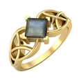 thumbnail image 2 of 5mm Square Shape Natural Labradorite 925 Silver Gold Vermeil Celtic Women Valentines Day Gifts Ring, 2 of 7