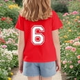 thumbnail image 6 of TEAJOPSUU Boys Girls Short Sleeve Athletic Shirts Number 6 Jerseys Crew Neck T-Shirts Moisture-Wicking Sports Uniforms,Basketball,Football Tees B-Red, 6 of 6