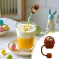 thumbnail image 6 of Easter Straw Toppers Cute Straw Covers Cartoon Design Easter Eggs Chick Bunny Reusable Straws Topper Accessories Cup Decoration (D), 6 of 6