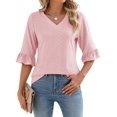 thumbnail image 1 of Camisa LOMON Summer para mujer, manga 3/4, túnica, rosa claro, 1 of 6