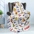 thumbnail image 4 of Educational Soft Flannel Fleece Throw Blanket, Animals Placed on Letter the Alphabet Teacher's Chart Classroom Kindergarten, Cozy Plush for Indoor and Outdoor Use, 70" x 90", Multicolor, by Ambesonne, 4 of 5