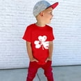 thumbnail image 6 of XIMIN Kids' St. Patrick's Day Soft Short-Sleeve Crew Neck T-Shirt - Distressed White Four-Leaf Clover Graphic, Lucky Charm Top for Boys & Girls, 6 of 8