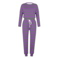 thumbnail image 3 of Juslio Girls Pants Unisex Child Casual Stripe Sleeve Set Two-piece Set Girl Purple, 3 of 5