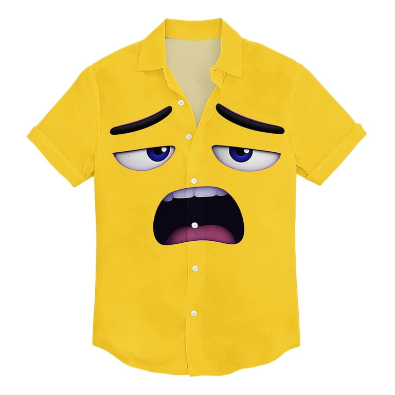 fun print mens dress shirts lcziwo Mens Dress Shirts Hawaiian Summer Short Sleeve Tops Big and Tall  Tropical Funny Print Casual Vacation Button Down Tee Yellow XXXXXL
