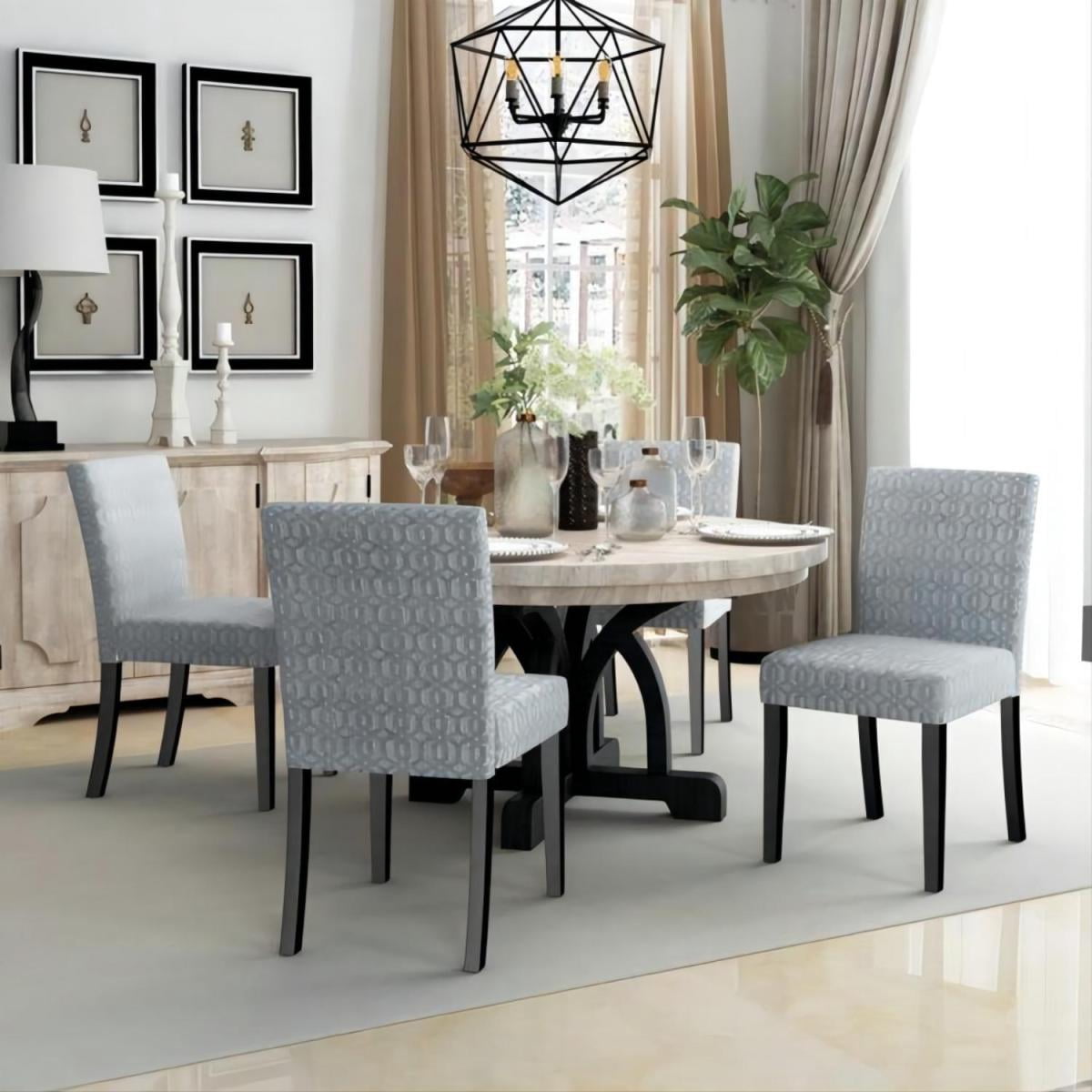 Upholstered Dining Chairs Set of 2 Modern Dining Chairs with Solid Wood Legs, Grey - Walmart.com
