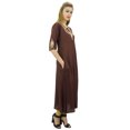 thumbnail image 3 of Bimba Womens Rayon Designer Brown Embroidery A-Line Kurta Tunic With Pockets-20, 3 of 8