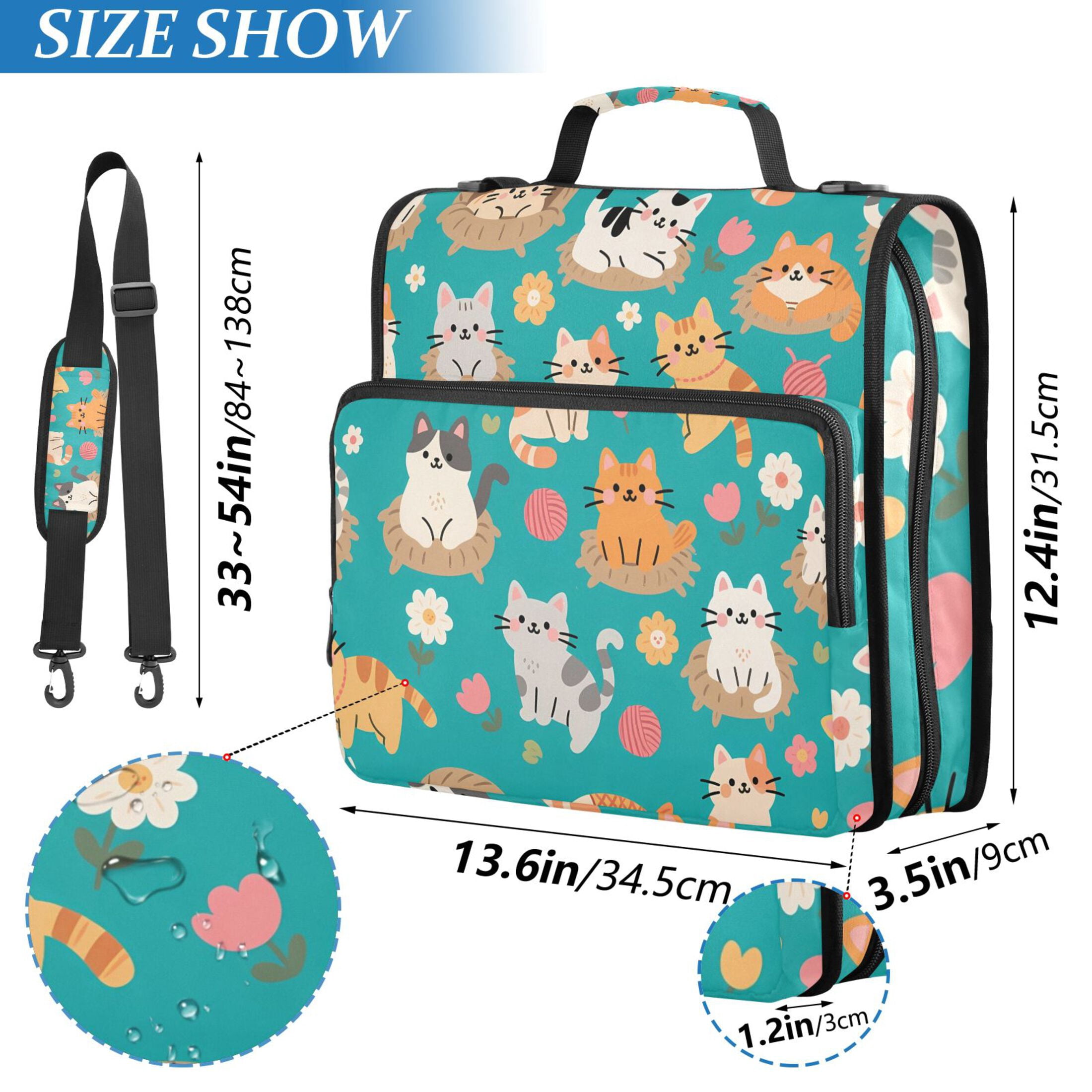 ALAZA Zipper Binder Cute Cats Cartoon 3 Ring Trapper Keeper File Folder Organizer Bag