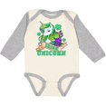 thumbnail image 3 of Inktastic St Patricks Day Irish Unicorn Illustration with Shamrocks Boys or Girls Long Sleeve Baby Bodysuit, 3 of 5