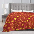 thumbnail image 4 of DouZhe Ultra-Soft Micro Fleece Lightweight Flannel Bed Blanket, Red Star Holiday Print Cozy Warm Throw Blankets, 60"x50", 4 of 7